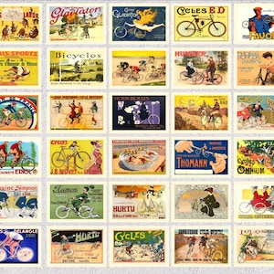 Set mit 30 Vintage Radsportpostkarten | Fahrrad Werbung Reprints | Antike Fahrrad-Posterkarten