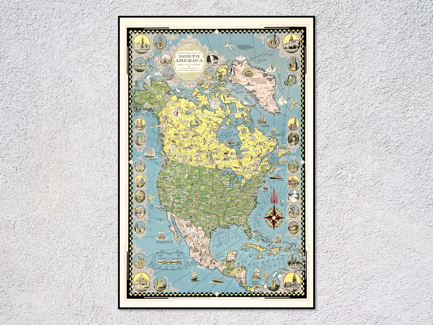 北アメリカ大陸地図 | アンティーク版画と地図の複製 | 歴史的な壁画