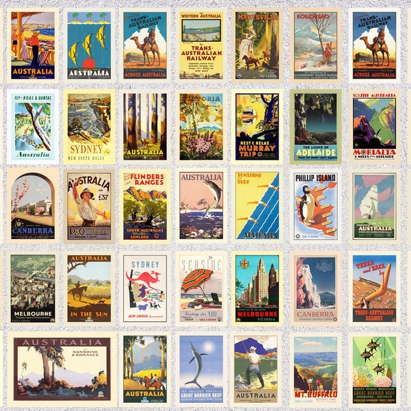 44 Vintage Australia Postcards - Australia Collectable Retro Postcards - Old Travel Ads - 4" X 6" or 10 X 15 cm - 5" X 7" or 12.5 X 17.5 cm