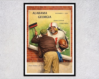 Historia futbolu amerykańskiego Alabama kontra Georgia z 1958 r. | Plakat zawodów sportowych