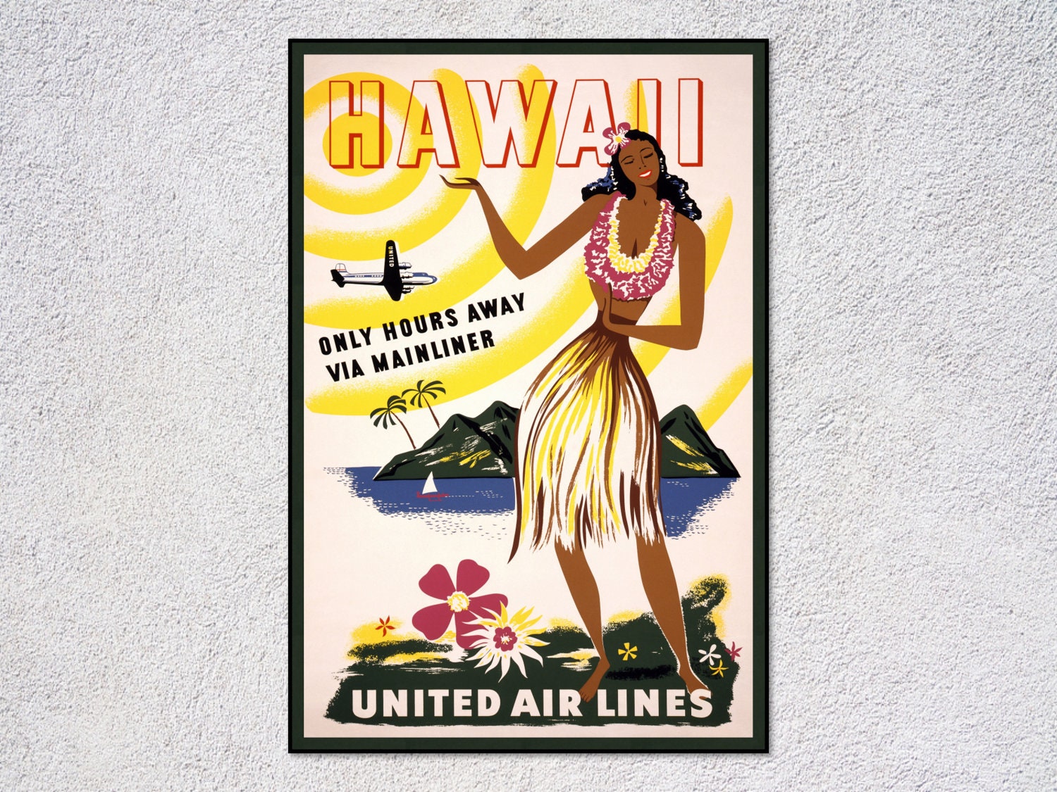 Vintage Hawaiian Travel Poster Vintage Hawaii Art Hula Etsy UK