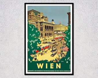 Vintage Vienna Travel Poster – Retro Austria Print – Classic 1934 Tourism & European Architecture Art