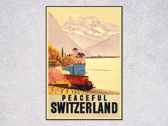 Switzerland Travel Poster | Vintage Alpine Lake Art