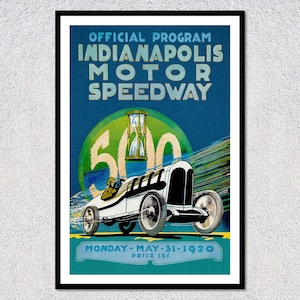 Riproduzione di poster di corse automobilistiche americane degli anni '20 / Stampa di velocità d'epoca / Arte murale automobilistica dei primi del XX secolo