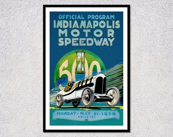 1920 Indy 500 - Indianapolis Motor Speedway | Retro Auto Racing  | Auto sport print