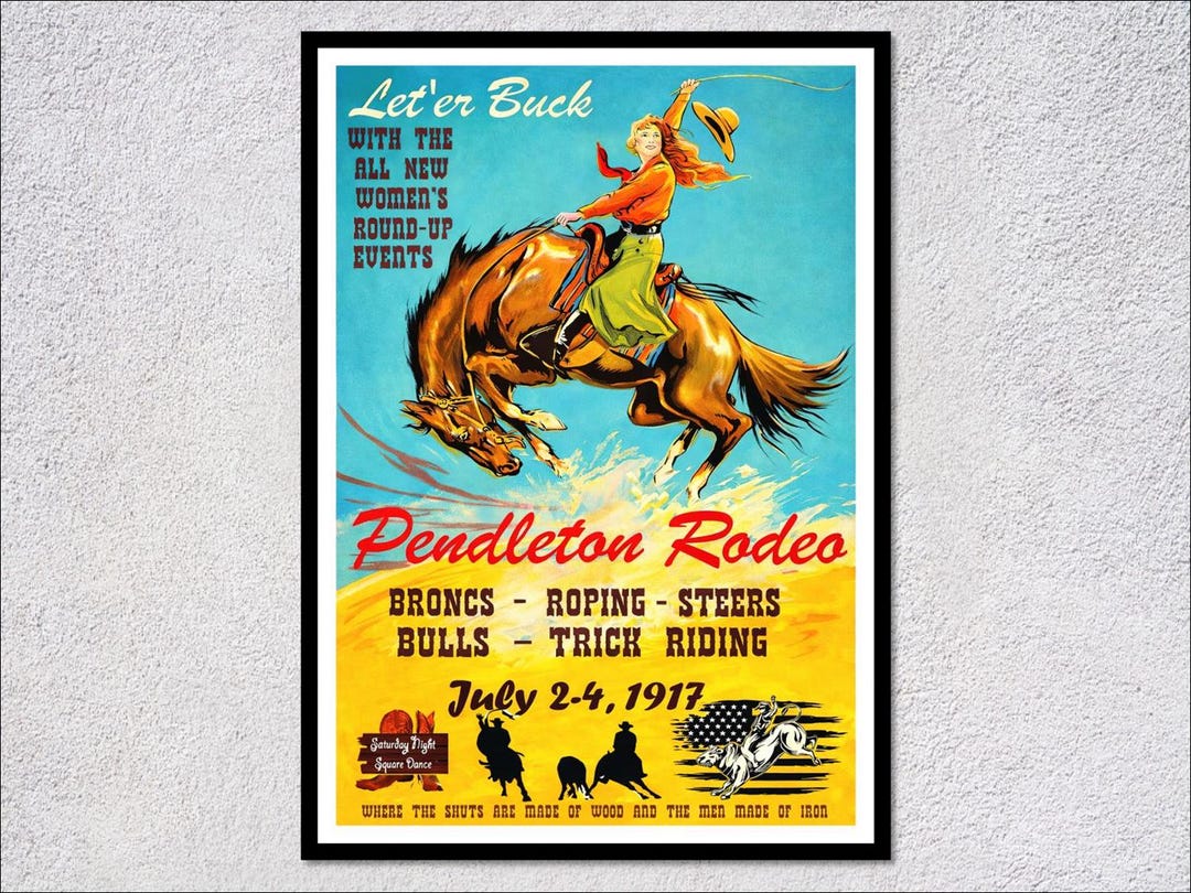 Pendleton Rodeo Sticker 1917 Pendleton Rodeo Poster | Vintage Western Event Print - Etsy