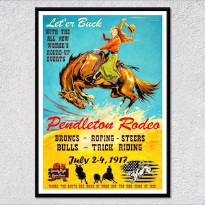 1917 Pendleton Rodeo Poster | Vintage Western Event Print