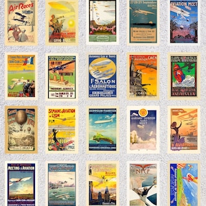 Lot de 20 cartes postales d'aviation vintage | Impressions d'avions historiques restaurés | Reproduction artistique de vol rétro
