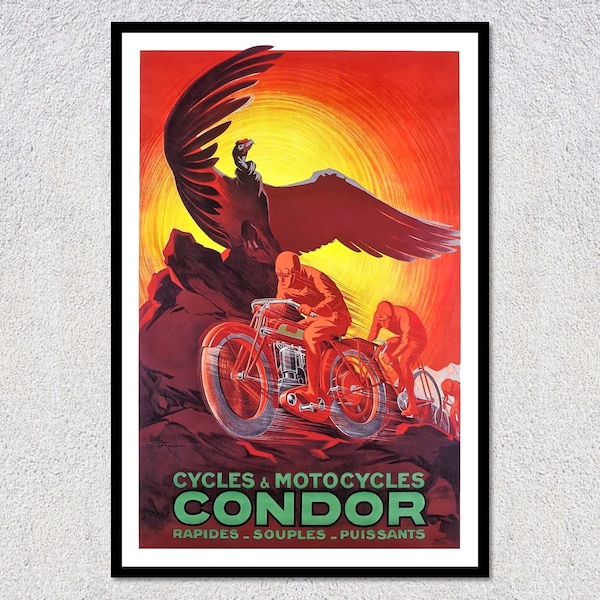 Condor - Historisches Lexikon der Schweiz — Vintage motorcycle posters — Motorcycle posters — Biker art— Reprint Heritage Posters