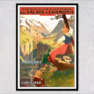 Affiche Vintage Champery - Chemin De Fer Suisse De Montagne - Tirage A3/A2/A1 - Reproduction Neuf
