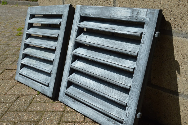 Pair of Old Vintage Mediterranean Window Shutters Wood Shutters Reclaimed wood Shutters Wall Hanging Wall Decor
