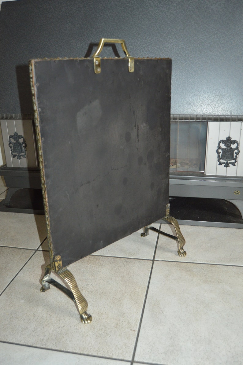 Marvelous Antique Victorian English Brass Fireplace Screen Fireplace Accessories