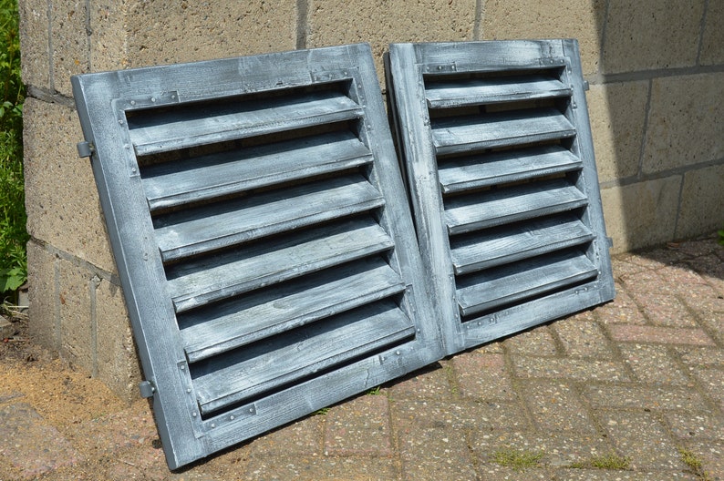 Pair of Old Vintage Mediterranean Window Shutters Wood Shutters Reclaimed wood Shutters Wall Hanging Wall Decor