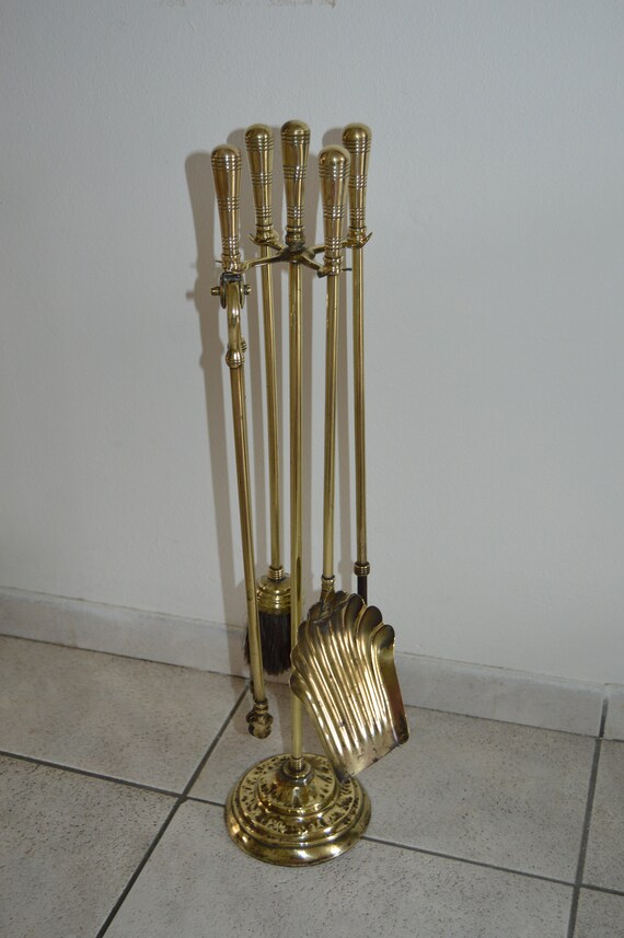 Antique French Brass Fireplace Tools Accessories Andirons Fire Pit