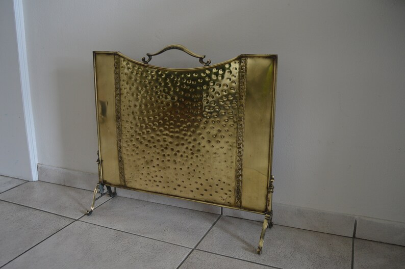 Beautiful Antique Victorian English Brass Fireplace Screen Etsy
