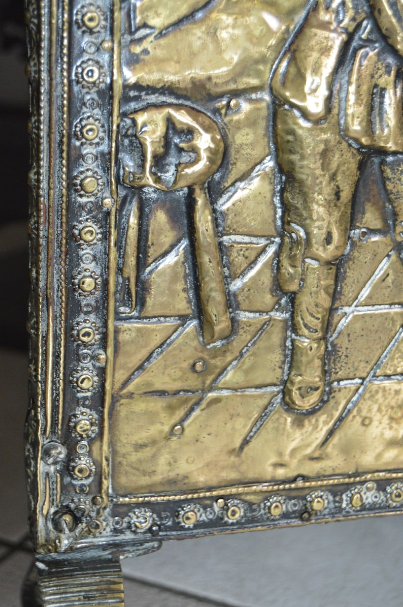 Marvelous Antique Victorian English Brass Fireplace Screen Fireplace Accessories