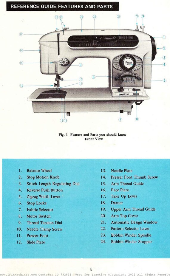 Morse 6500 Sewing Machine Instruction Manual, Instant Download