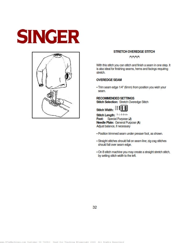 Singer Model 4622 Singer 4622 Sewing Machine Instruction Manual Handbook, Instant ...
