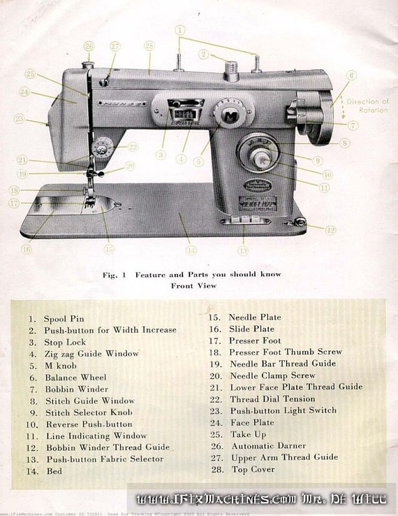 Morse Sewing Machine M-ZZ MZZ Pushbutton Instruction Manual