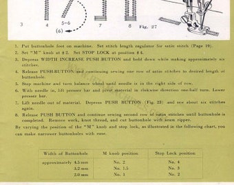 Manuel D'utilisation Bouton Rose Morse Duomatic – 5 Positions Zig Zag (Reprint)