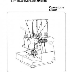 May include: A black and white line drawing of a Singer PRO4D 3-4 thread overlock sewing machine. The machine has a white base and a black top with a needle and thread.