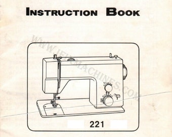 Toyota 221 Sewing Machine Instruction Manual, Instant Download, PDF fileformat, SR