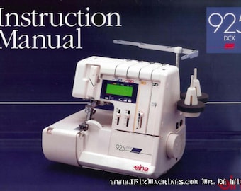 Elna 925 DCX Serger Instruction Manual Handbook Instant Download PDF Format SR