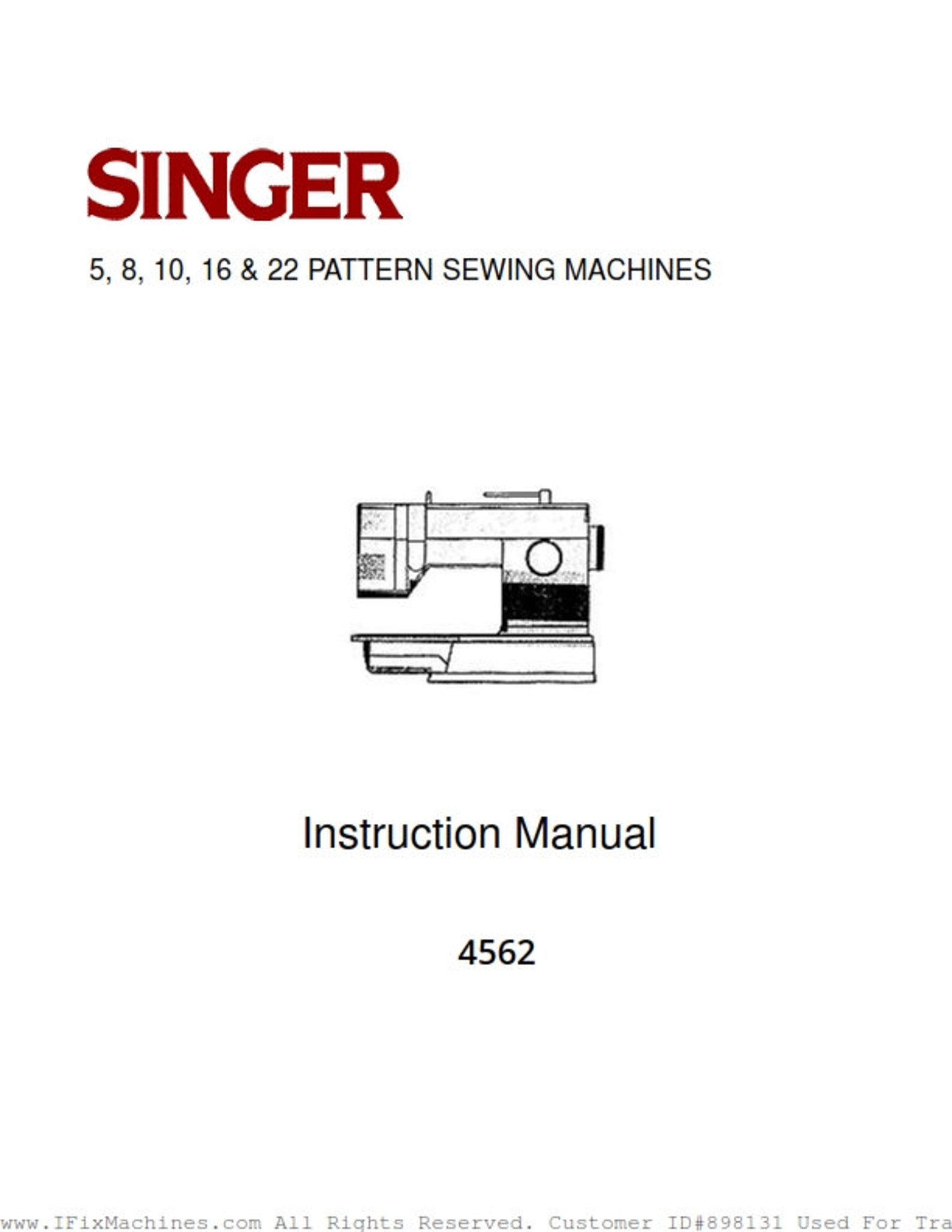 Singer Sewing Machine 4562 Instructoin Manual, Instant Download, PDF