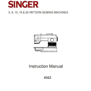 Singer Sewing Machine 4562 Instructoin Manual, Instant Download, PDF File Format, SR