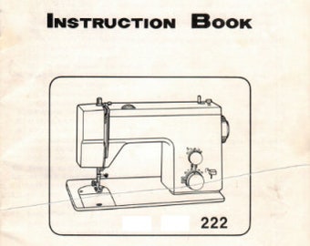 Toyota 222 Sewing Machine Instruction Manual User Guide, Instant Download, PDF File Format, SR