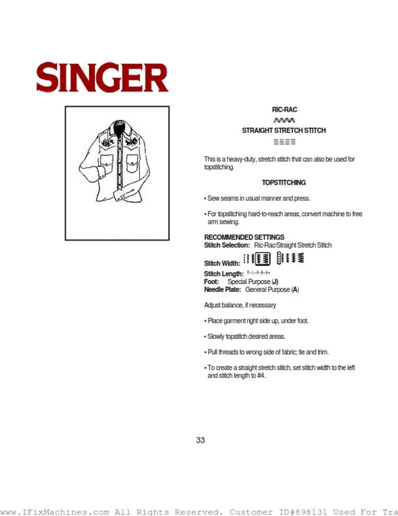 Singer Sewing Machine Model 4562 Instructoin Manual PDF Etsy