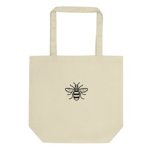 Bestickte Biene Manchester Worker Honey Öko Tote Bag Cream