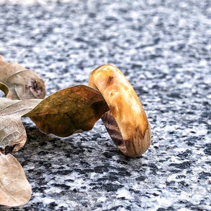 Wood Ring, Gold Resin Ring, Mens Ring, Ring Women, Band Ring, Resin Wood Jewelry, Anniversary Gift
