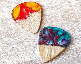 Wood Guitar Pick, Personalized  Unique Guitar Gift, Wood Resin Guitar Picks, Music Lover's Gift, Music Accessories, Gift For Guitar Player