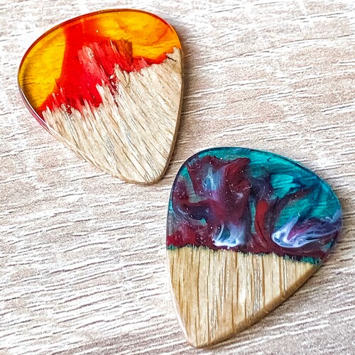 Wood Guitar Pick Unique Guitar Gift Wood Resin Guitar Picks Etsy