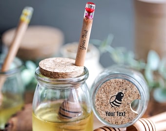 Personalized Honey Dipper with Flowers, Honey Jar, Gift Wedding Set, Unique Gift, Honey Pot, Engraved Gift, Best Gift For Easter