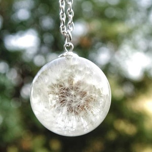 Löwenzahn Halskette Anhänger, getrocknete Blume Halskette, natürliche Löwenzahn Anhänger für Frauen, Terrarium Halskette, Löwenzahn Schmuck