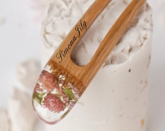 Personalized Hair Fork, Jewelry Resin Wood Hair Stick, Wooden Hair Fork for Women, Prong Styling Accessories for Long Hair, Christmas Gift