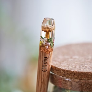 Terrarium Wood Hair Stick, Mushrooms Hair Accessories, Wooden Resin Hair Fork, Bun Holder, Personalized Hairpin, Christmas Gift For Mom