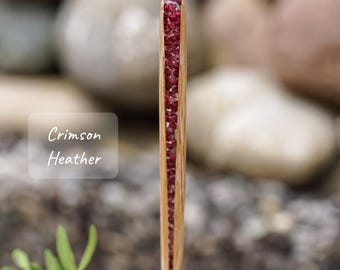 Flowers Hair Stick, Custom Hairpin, Personalized Hair Bun Holder, Oak Wood Hair Fork, Resin Wood Hair Slide, For Long Hair, Christmas Gifts