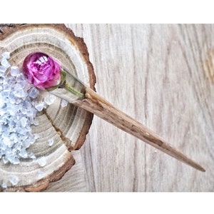 Rose Wood Hair Stick, Resin Wood Hair Pin, Real Flower Hair Fork, Unique Hair Accessories, Hair Sticks for Women, Christmas Gift for Girl
