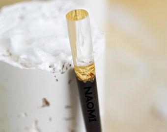 Hair Stick with Gold leaf, Personalized Hair Fork, Resin Hair Stick, Christmas Gift Hair Slide, Black wood, Hair Comb, Hair Stick Barrette
