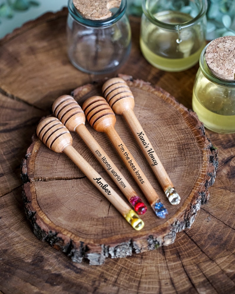Dipper Unique Personalized Honey Dipper With Flowers, Honey Jar, Gift Wedding Set ...