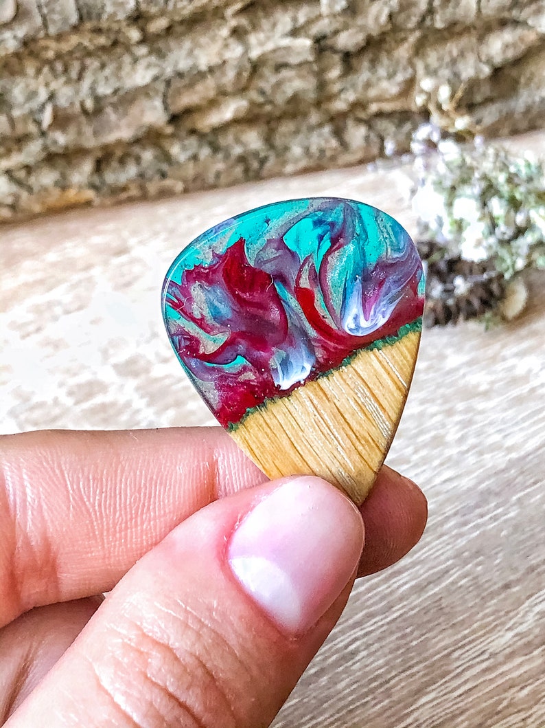 Wood Guitar Pick Unique Guitar Gift Wood Resin Guitar Picks | Etsy
