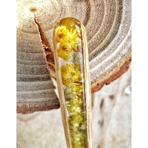 Wood Hair Stick with Yellow Flowers, Wooden Hair Accessories, Wood Resin Hair Fork, Hair Hairpin for Women, Anniversary Gift, Christmas Gift