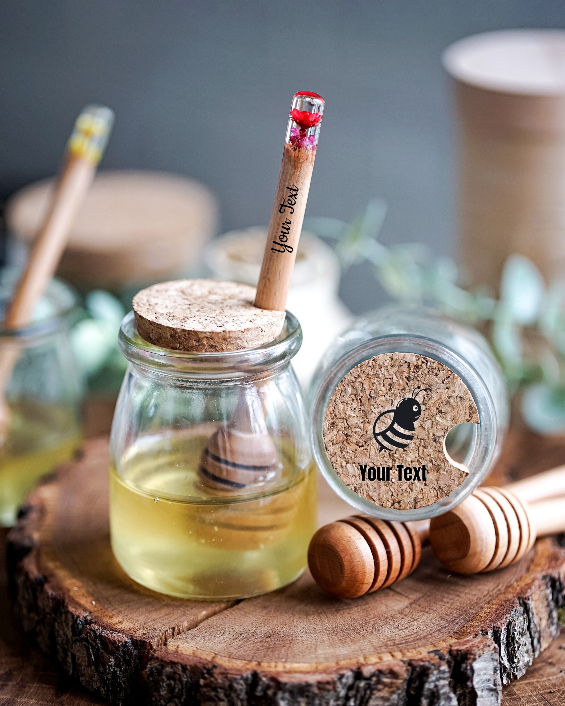 Dipper Unique Personalized Honey Dipper With Flowers, Honey Jar, Gift Wedding Set ...