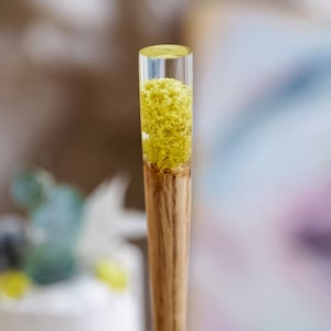 Wood Resin Hair Stick, Personalized Hairpin, Real Flower Hair Fork, Handmade Bun Holder, Hair Accessories, Christmas Gift  for Women