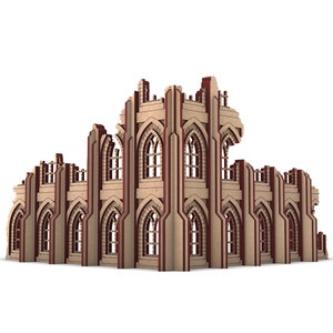 Plik terenu Ruined Cathedral (typ 4), pliki cięte laserowo, SVG, ai, pdf, sceneria mdf, teren do gier wojennych, 3 mm