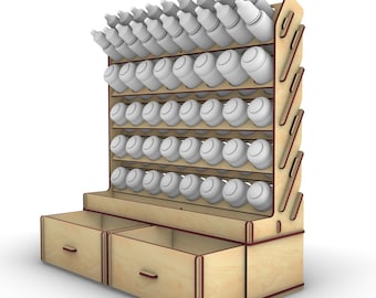 Paint Rack with Tray and Drawers laser cutting file for 3mm and 1/8 Inch material, SVG, PDF, Ai