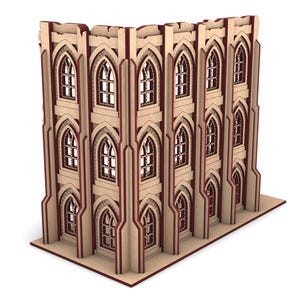 Plik terenu ruin WTC 3-piętrowych, pliki cięte laserowo, SVG, ai, pdf, sceneria mdf, teren do gier wojennych, 3 mm